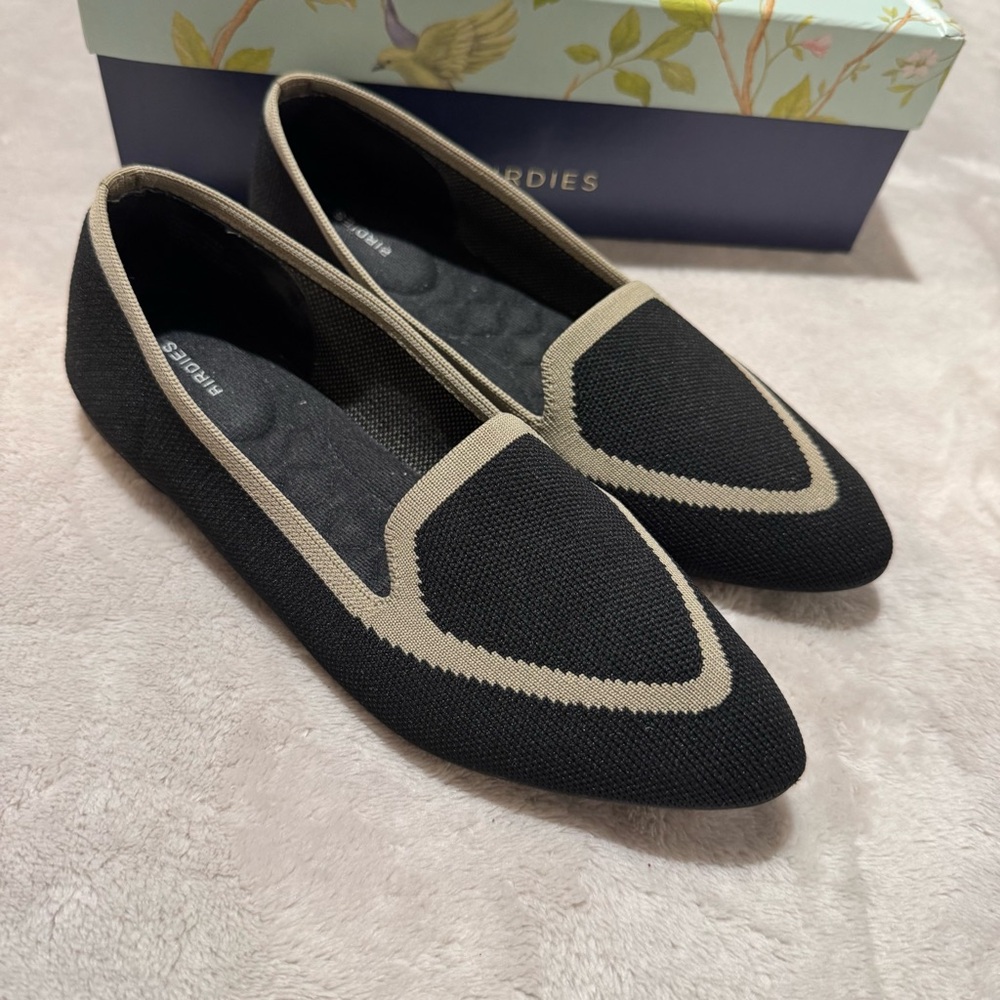 Birdies The Blackbird Loafers Washable Knit‎ Flats Jet Black Women's Size 7.5